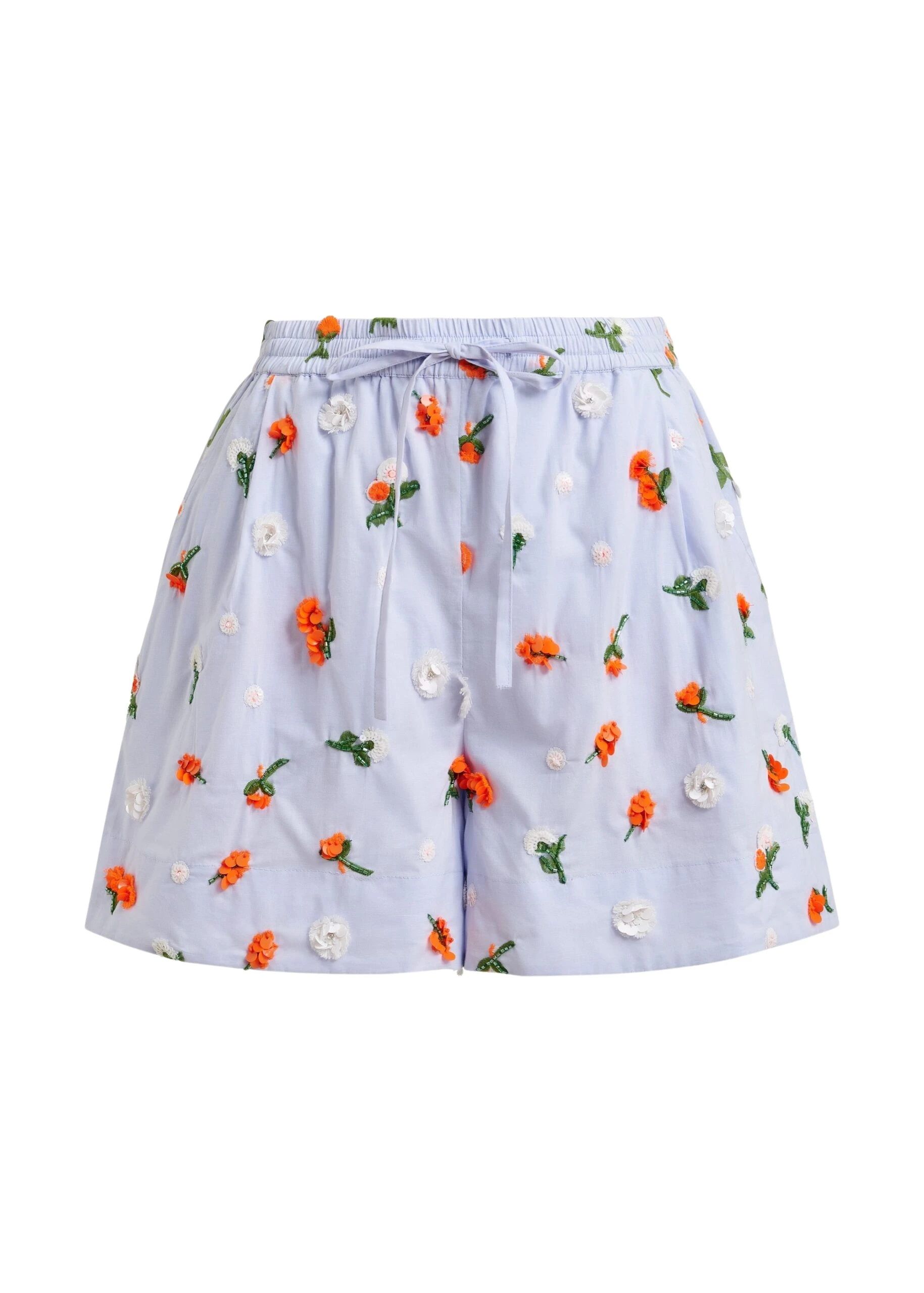 Light blue shorts with orange and green sequin