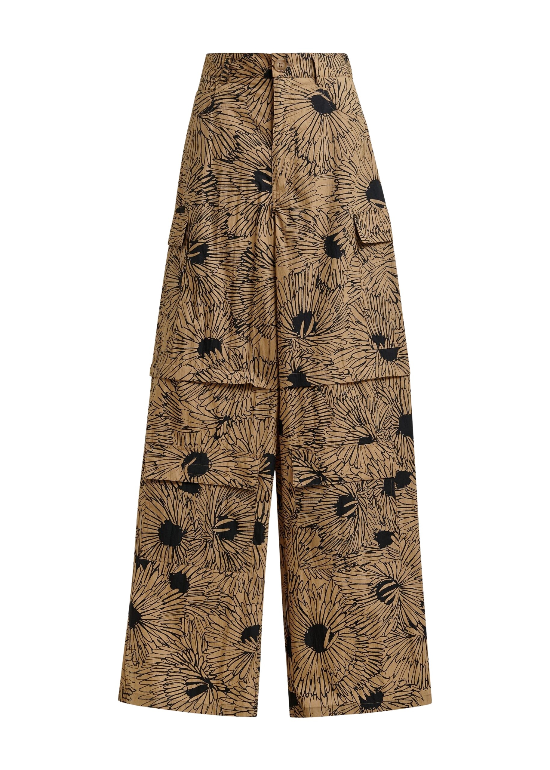 Light brown and black cotton-blend flap cargo pants
