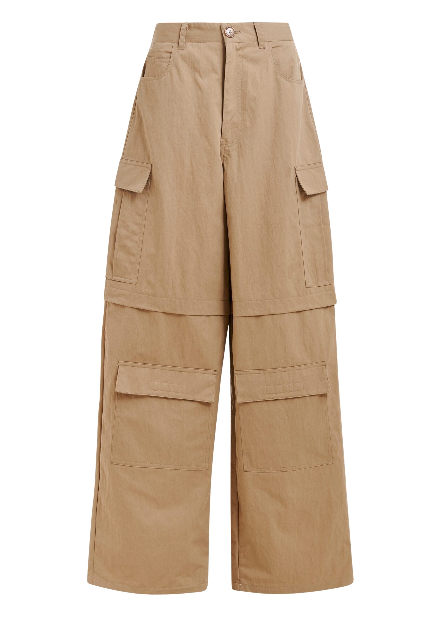 Light brown cotton-blend flap cargo pants