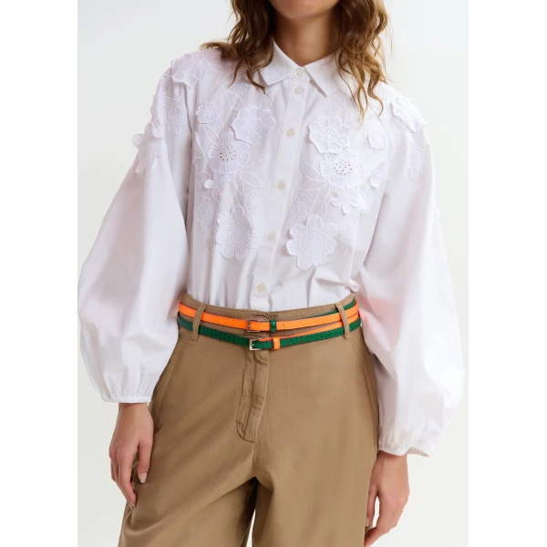 Essentiel Antwerp Light brown organic cotton wide-leg pants, view 6