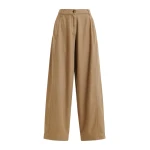Light brown organic cotton wide-leg pants