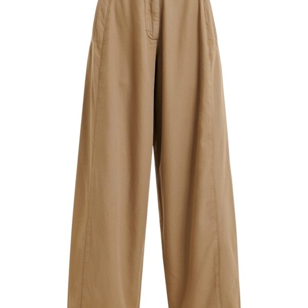 Light brown organic cotton wide-leg pants
