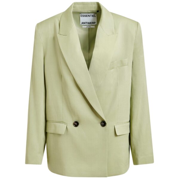 Light green straight-cut double-breasted blazer