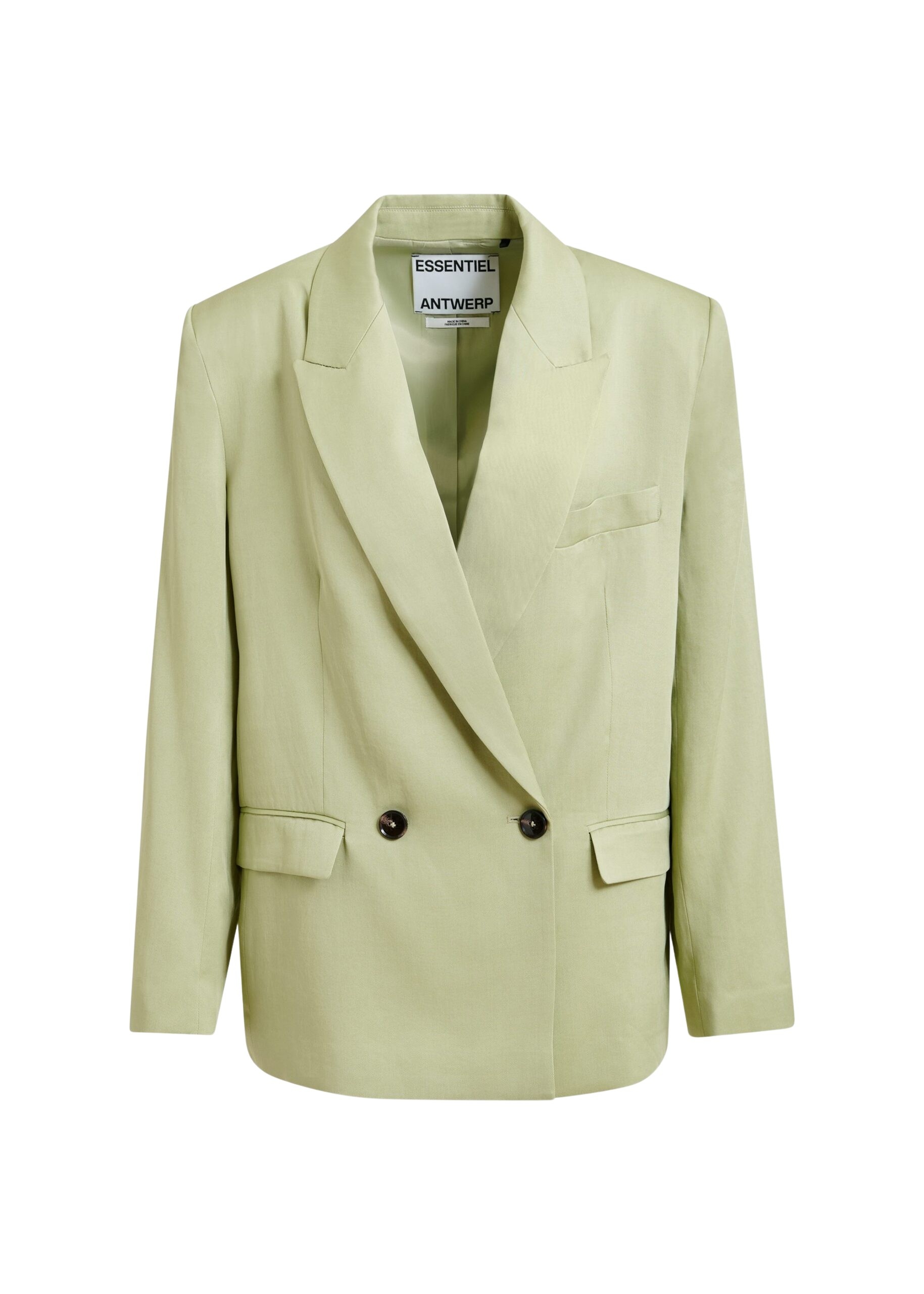 Light green straight-cut double-breasted blazer