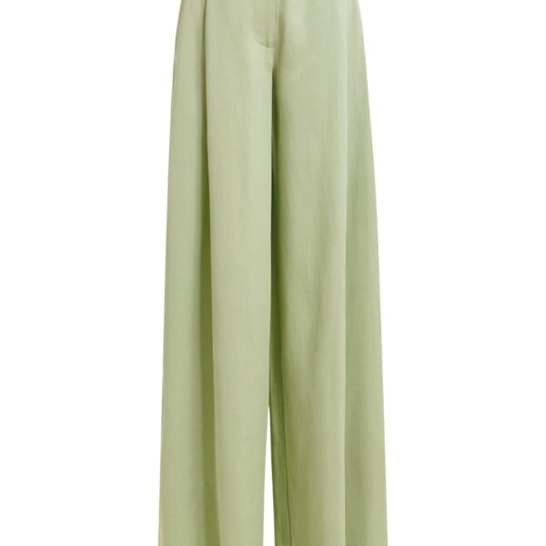 Light green wide-leg tailored pants