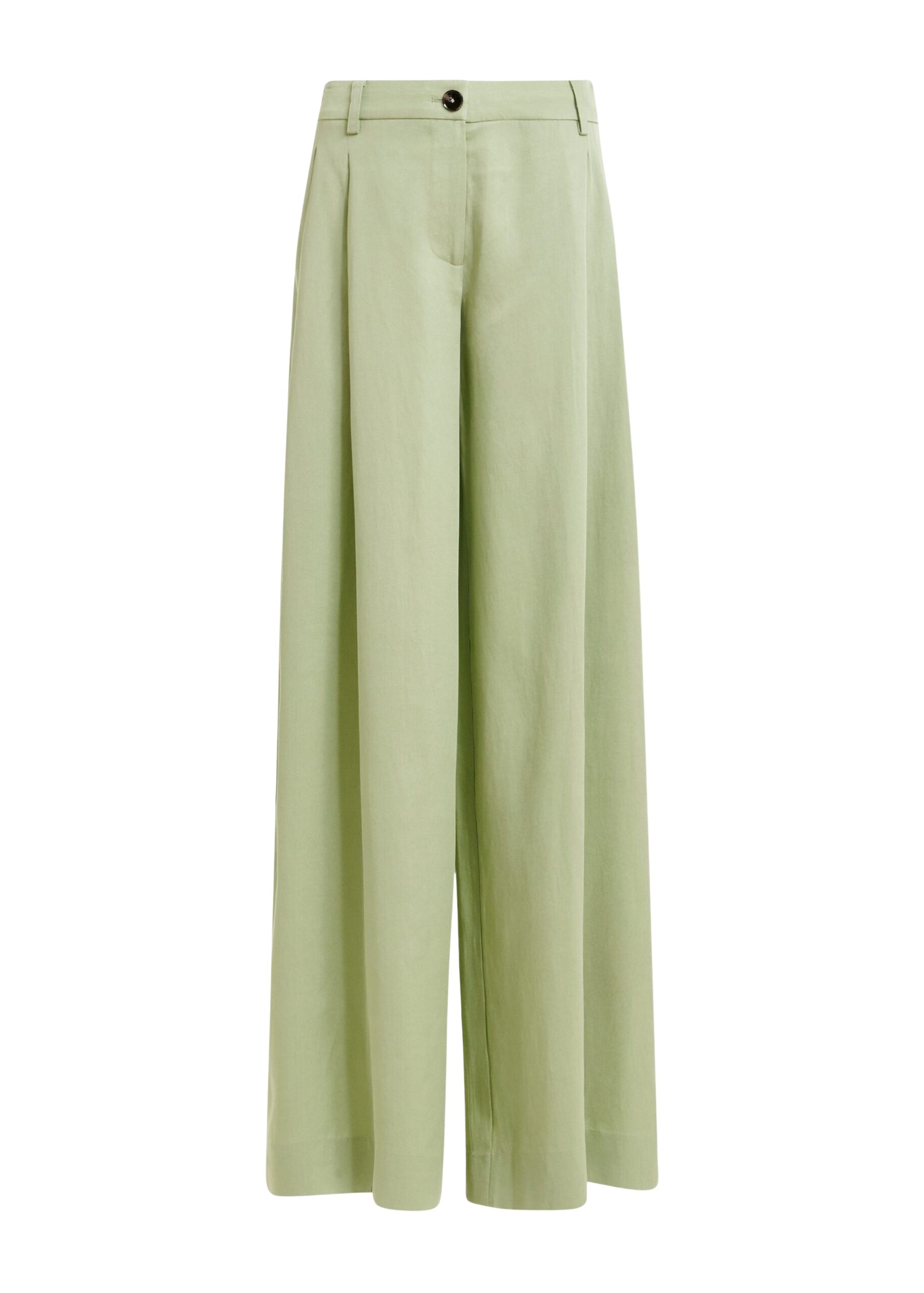 Light green wide-leg tailored pants