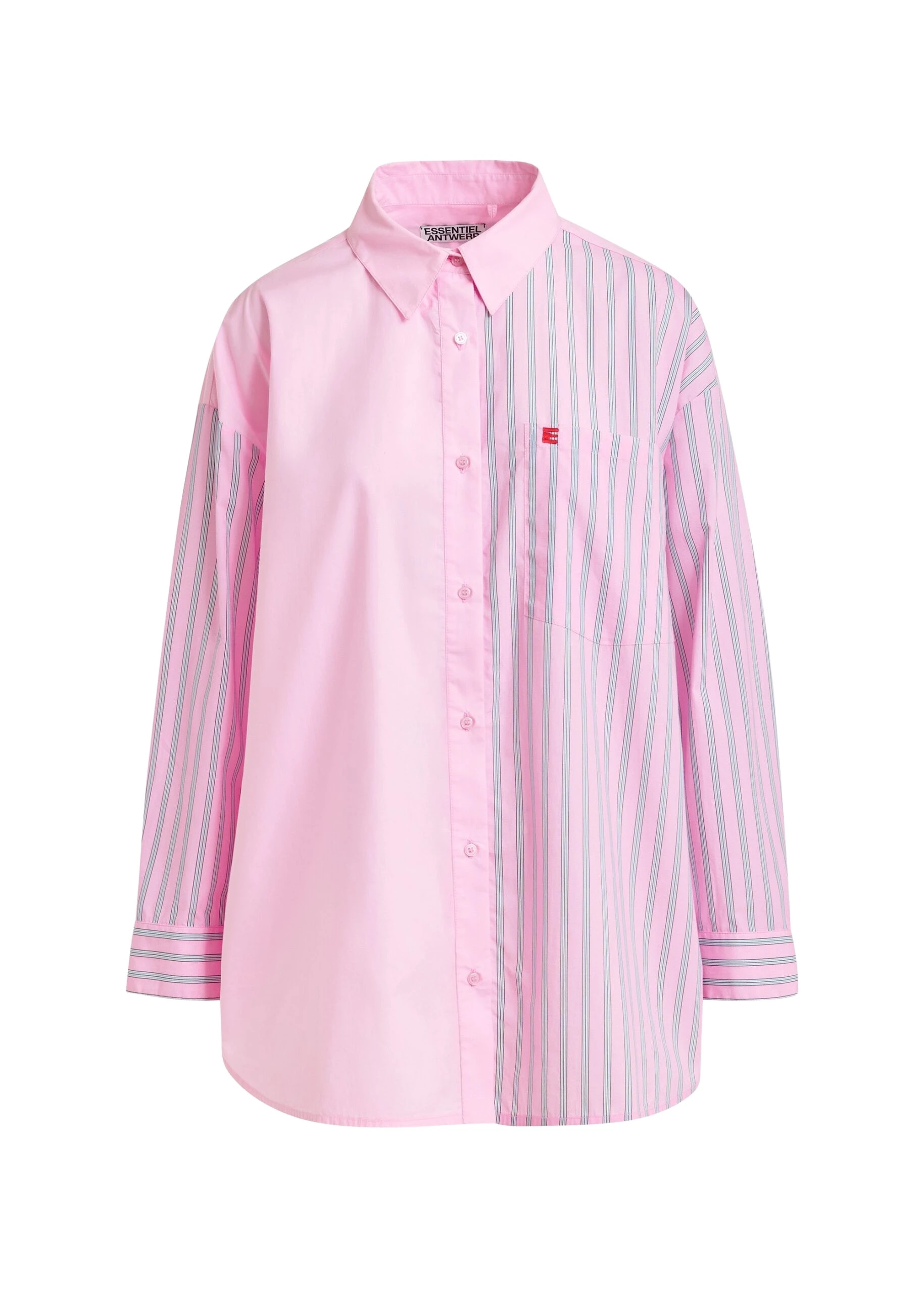 Essentiel-Antwerp-Light-pink-and-light-blue-striped-panel-detail-cotton-shirt-scaled39956_nobg Light pink and light blue striped panel detail cotton shirt