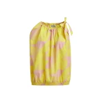 Light pink and yellow asymmetric top with neck tie ribbon