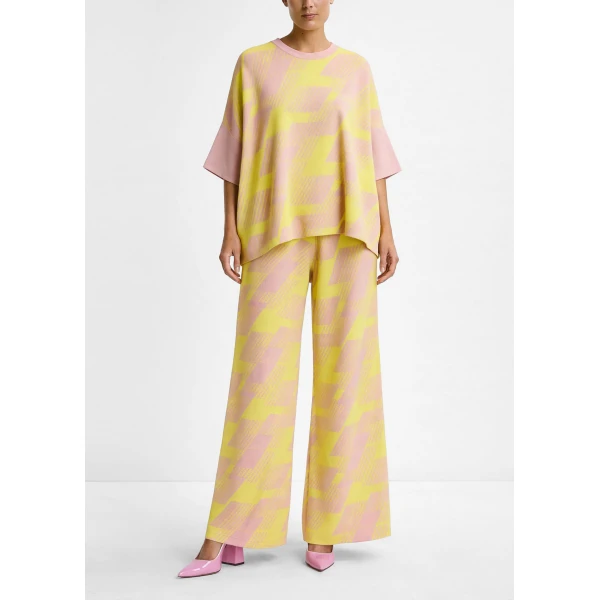 Essentiel Antwerp Light pink and yellow jacquard-knit top, view 6
