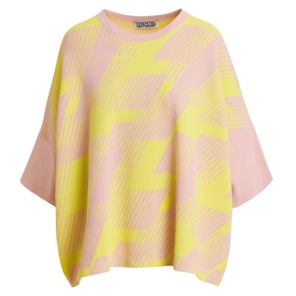 Light pink and yellow jacquard-knit top