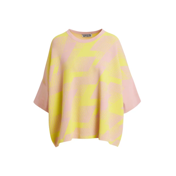 Essentiel Antwerp Light pink and yellow jacquard-knit top