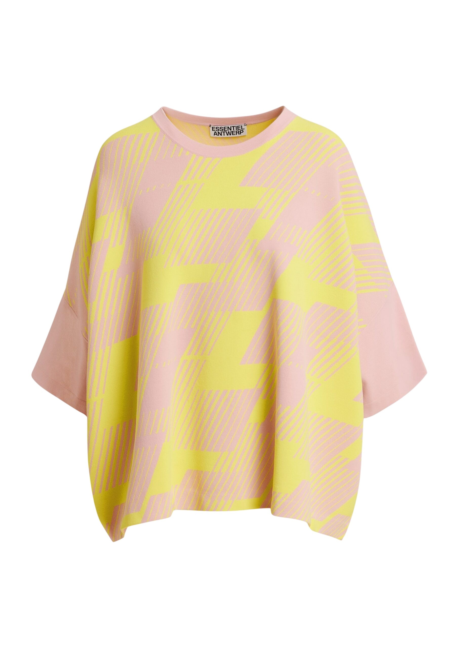 Light pink and yellow jacquard-knit top
