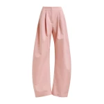 Light pink barrel-leg pants with pleated waist