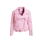 Light pink fitted biker jacket