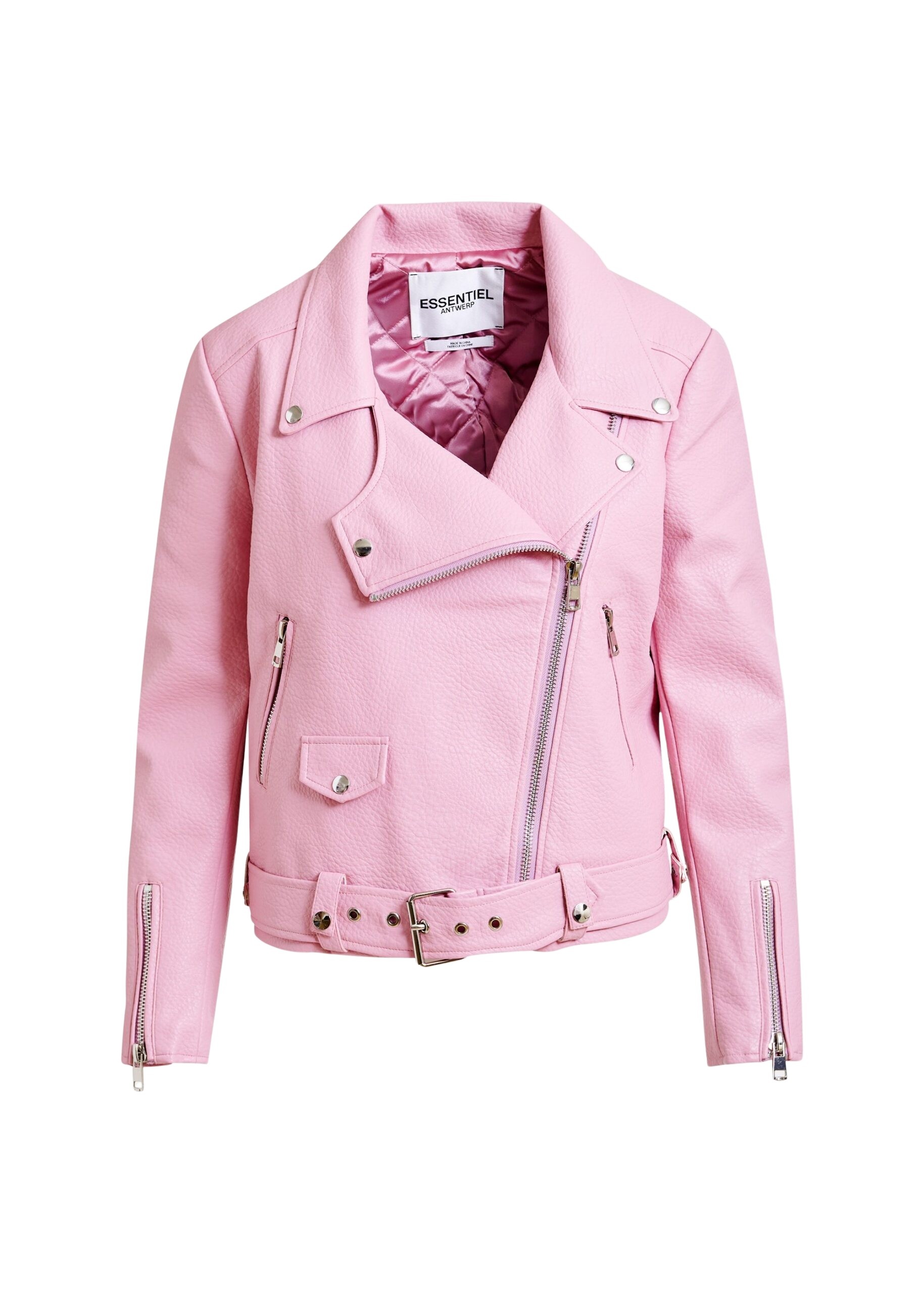 Light pink fitted biker jacket