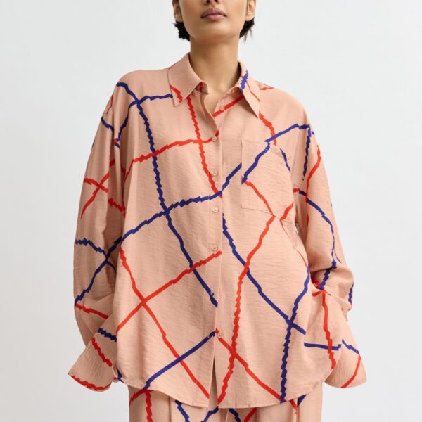 red and blue oversized check shirt