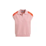 Light pink sleeveless polo with orange embellished shoulders