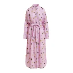 Light purple oversized cotton maxi shirt dress with black