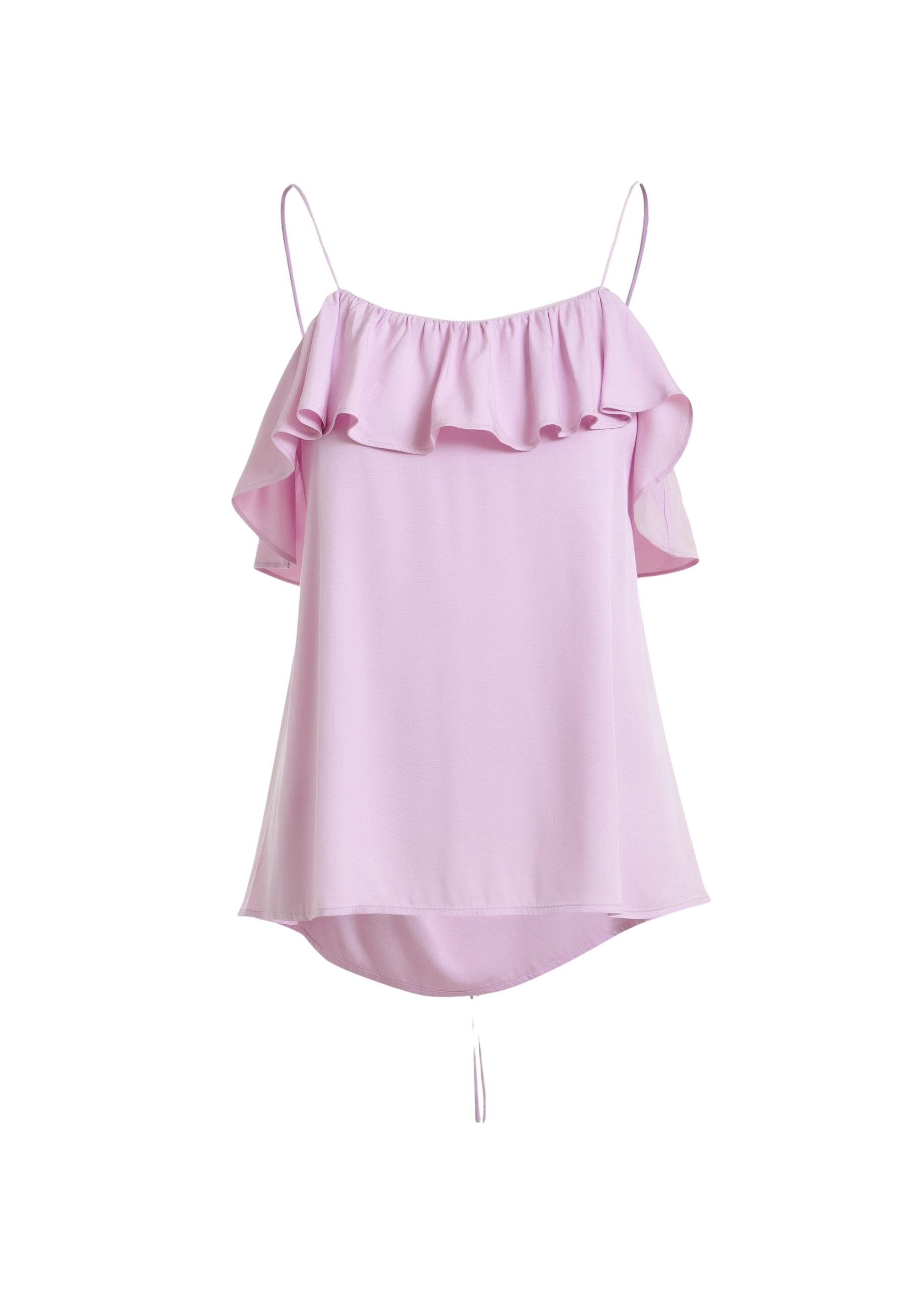Lilac ruffled camisole top with tie-back detail
