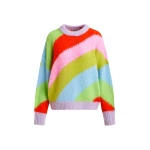 Multicolor intarsia knit striped sweater