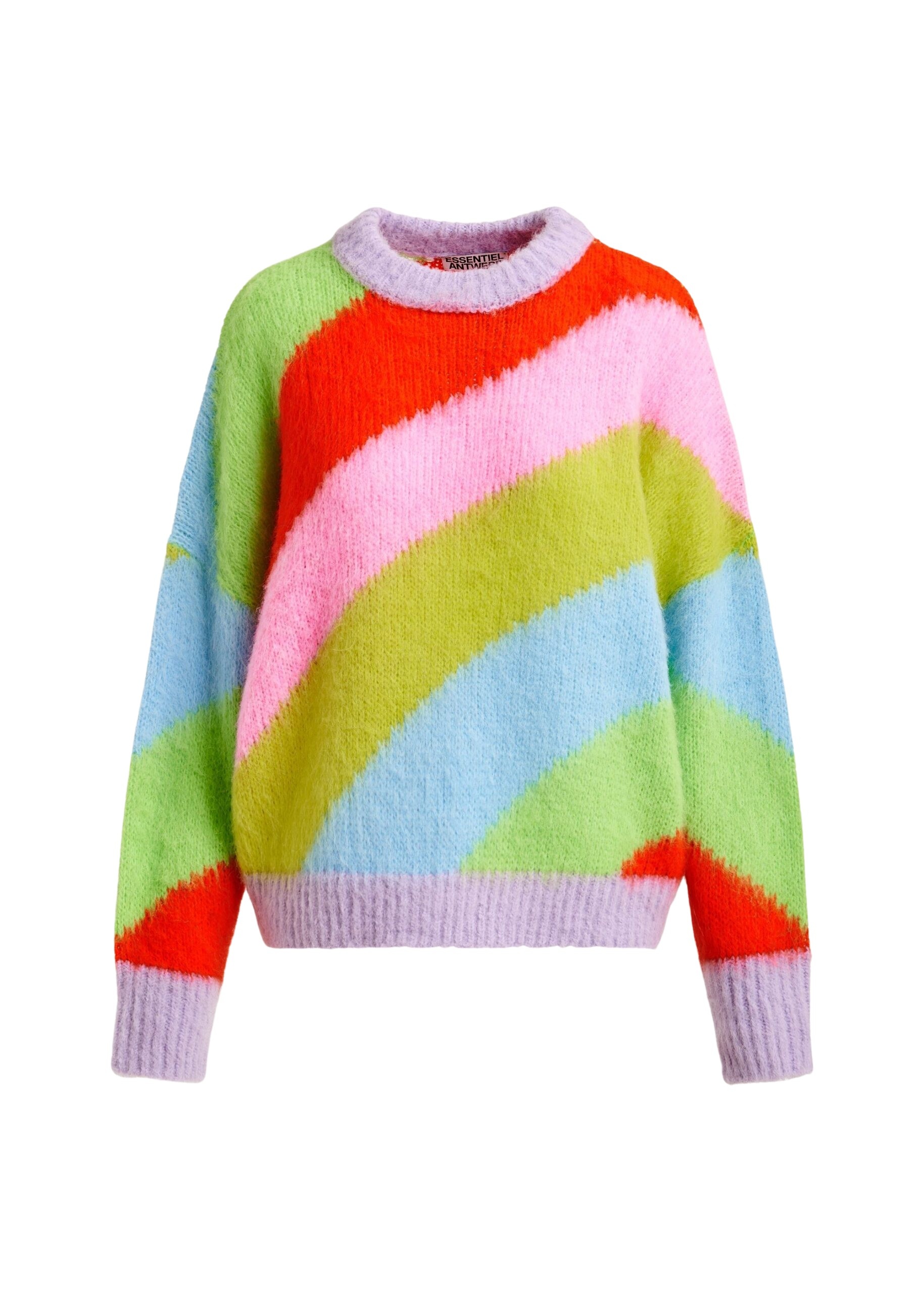 Multicolor intarsia knit striped sweater