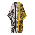 Multicolor kimono with two different prints