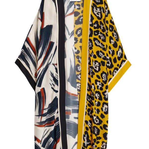 Multicolor kimono with two different prints
