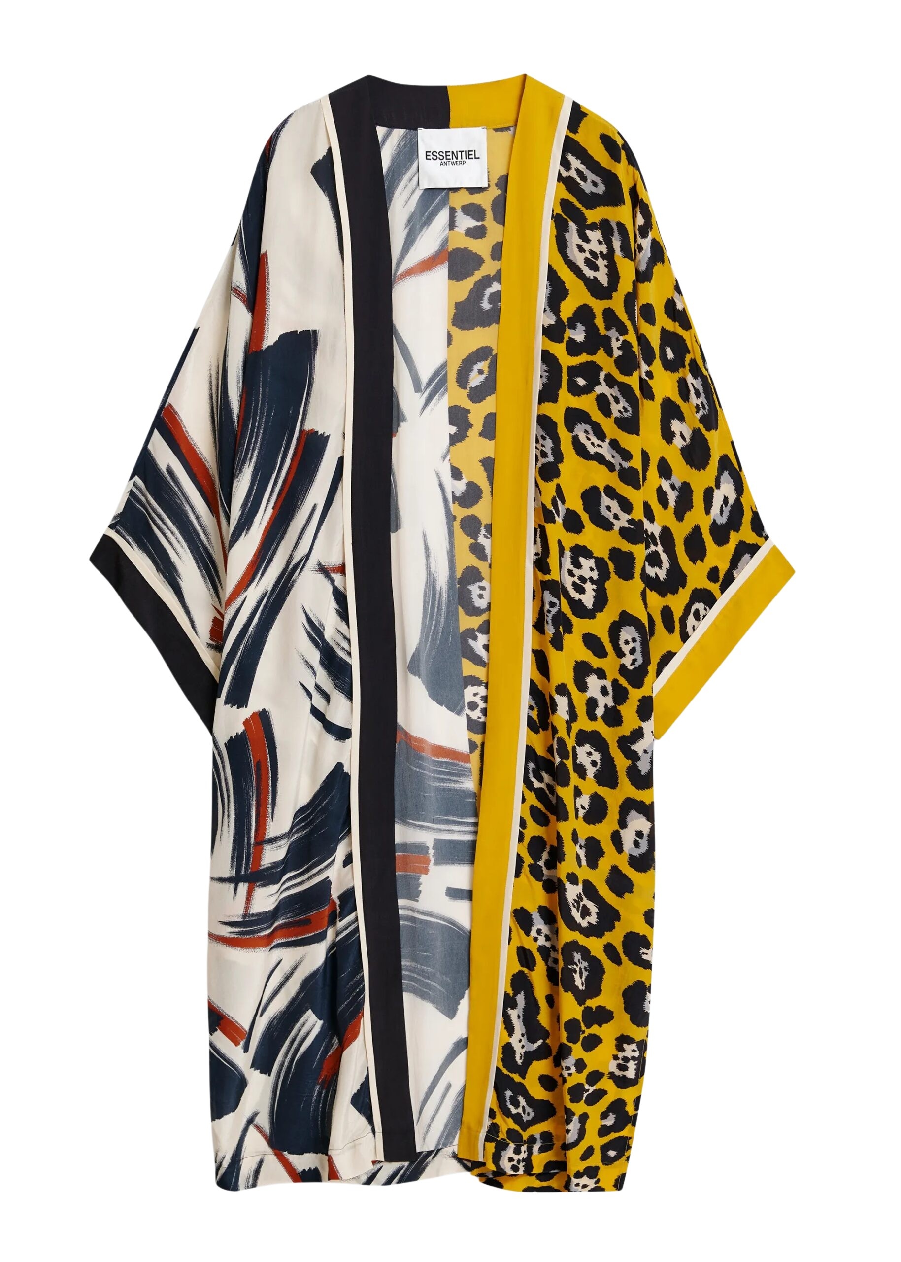Multicolor kimono with two different prints