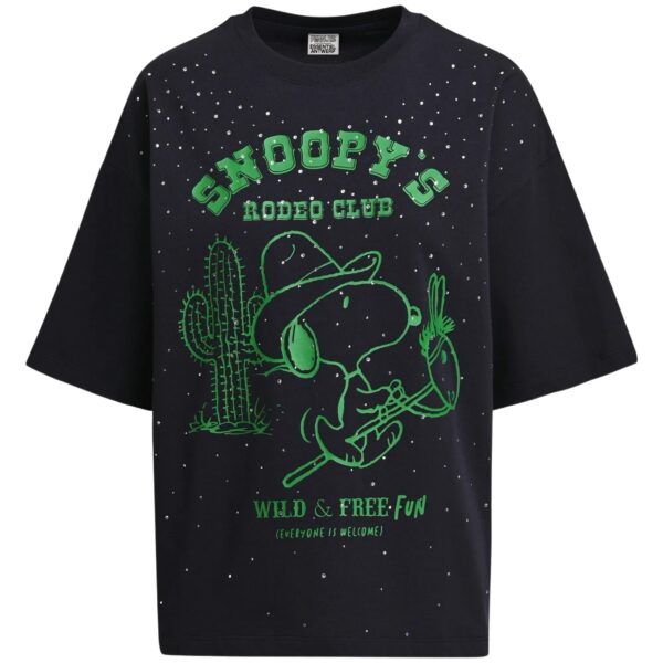 Navy and green Peanuts™ Snoopy rhinestone-embellished T-shirt