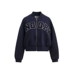 Navy bomber with Snoopy letter appliqués with separate iron-on patches