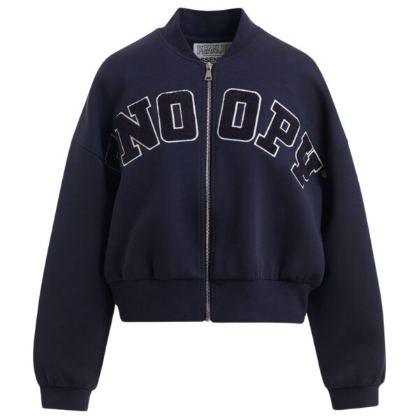 Navy bomber with Snoopy letter appliqués with separate iron-on patches