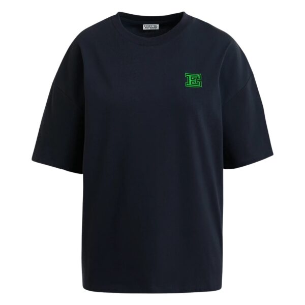 Navy cotton T-shirt with 'E' embroidery