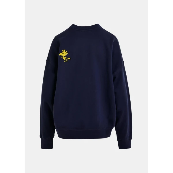 Essentiel Antwerp Navy cotton sweatshirt with Peanuts™ Snoopy motif Top, view 2