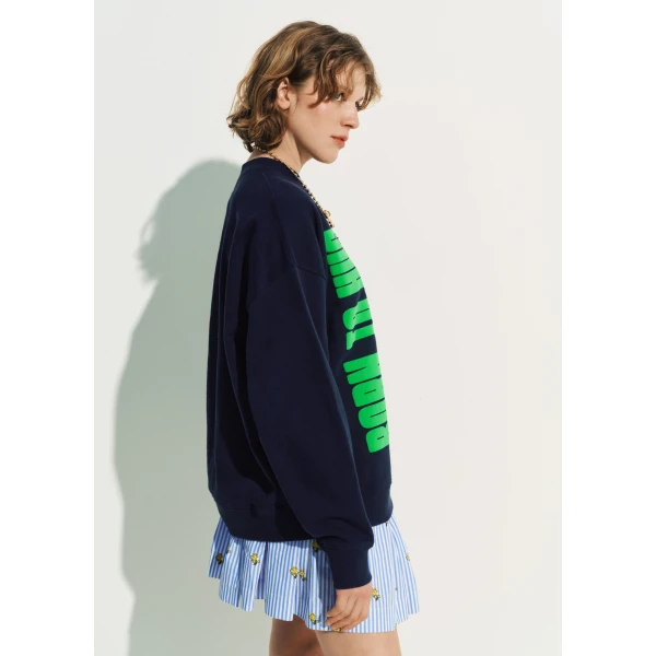 Essentiel Antwerp Navy cotton sweatshirt with Peanuts™ Snoopy motif Top, view 4
