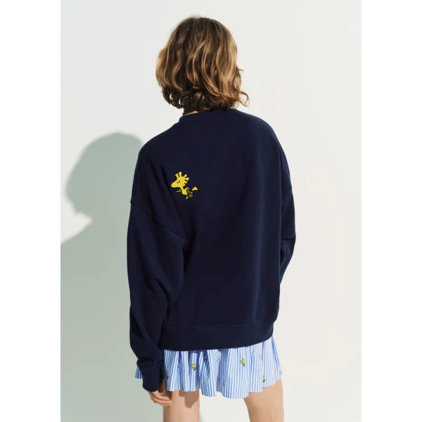 Essentiel Antwerp Navy cotton sweatshirt with Peanuts™ Snoopy motif Top, view 5
