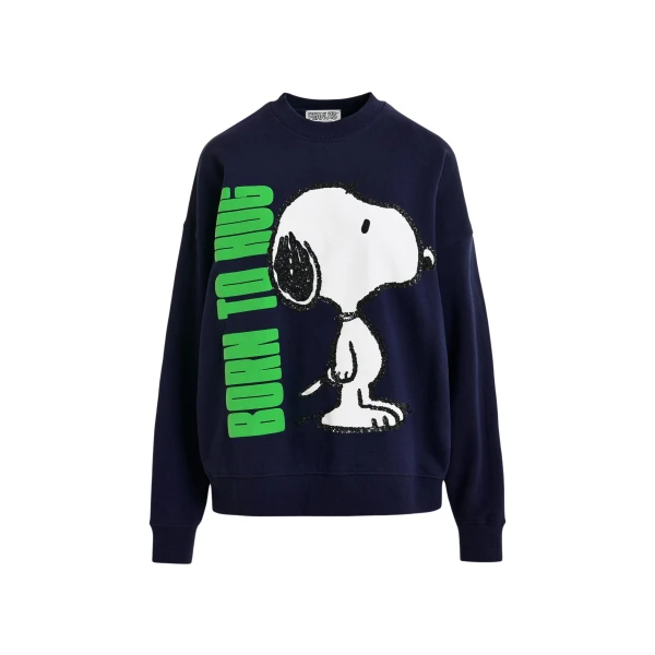 Essentiel Antwerp Navy cotton sweatshirt with Peanuts™ Snoopy motif Top