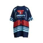 Navy graphic jersey mini dress with red and light blue Peanuts™ print