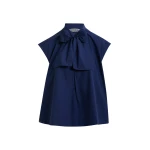 Navy sleeveless top with tie neckline