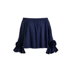 Navy strapless cotton top with rosette details