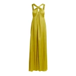 Ocher A-line halterneck maxi dress with crossover straps