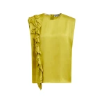 Ochre sleeveless top with ruffle detail