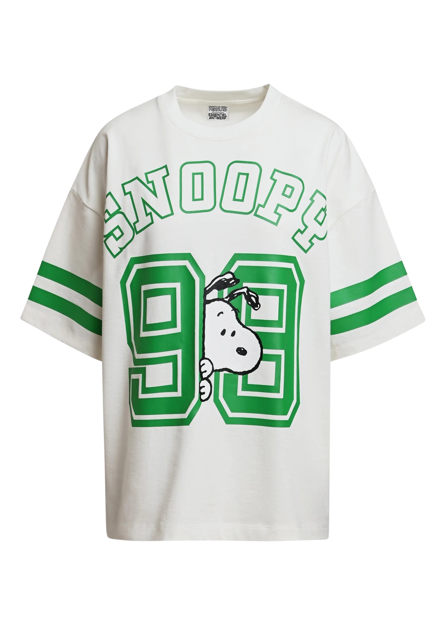 Off-white T-shirt with Peanuts™ Snoopy print and green text