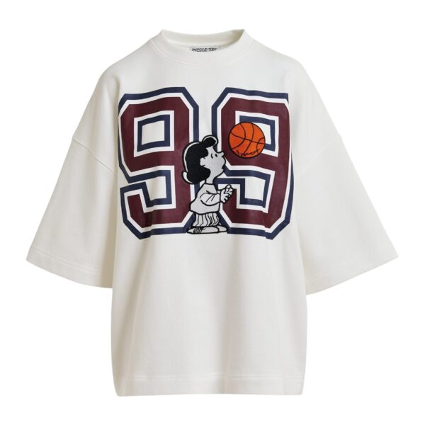 Off-white T-shirt with appliquéd Peanuts™ Lucy patch and text print