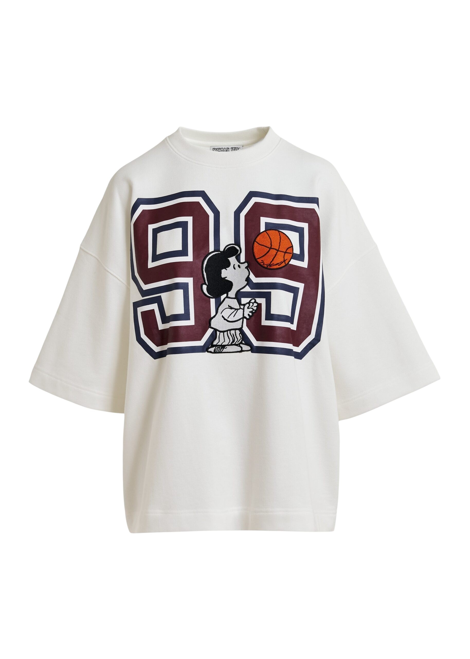 Off-white T-shirt with appliquéd Peanuts™ Lucy patch and text print