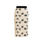 Off-white and black sequin-embellished pencil skirt