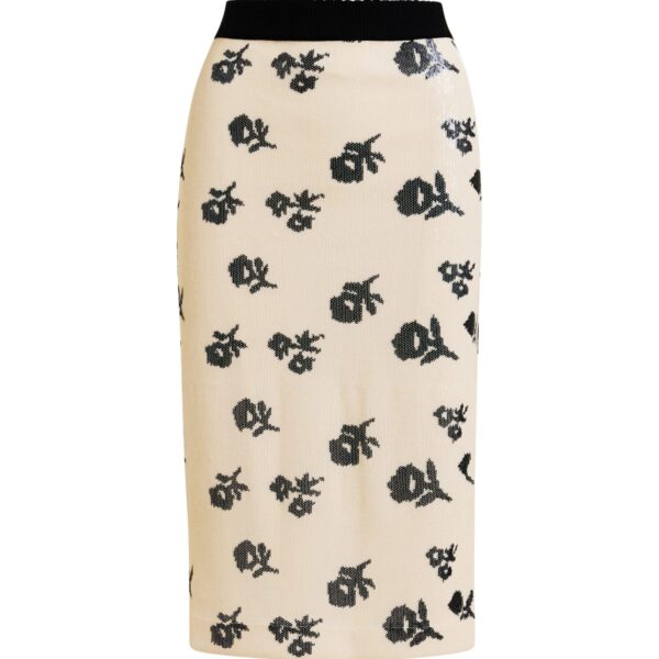 Off-white and black sequin-embellished pencil skirt