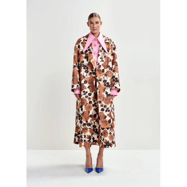 Essentiel Antwerp Off-white and brown double-breasted coat, view 2