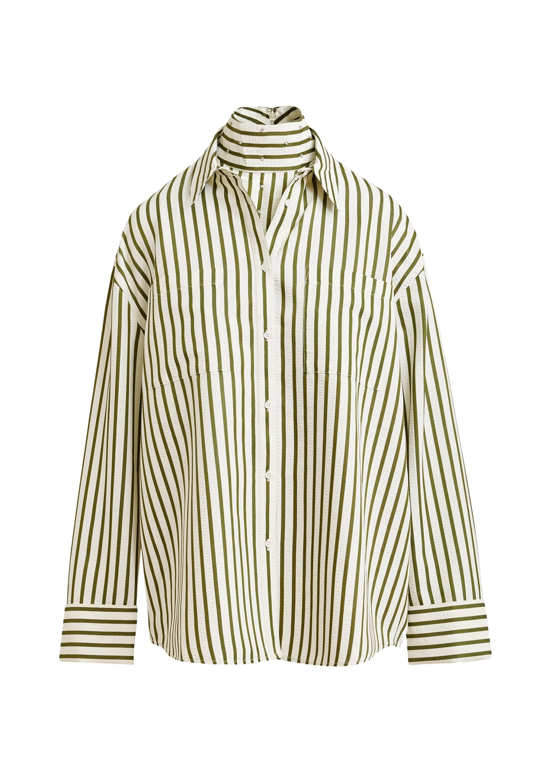 Essentiel-Antwerp-Off-white-and-green-striped-oversized-shirt-with-rhinestone-bib-detail-scaled50680_nobg Off-white and green striped oversized shirt with rhinestone bib detail