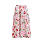 Off-white and multicolor floral-jacquard midi skirt