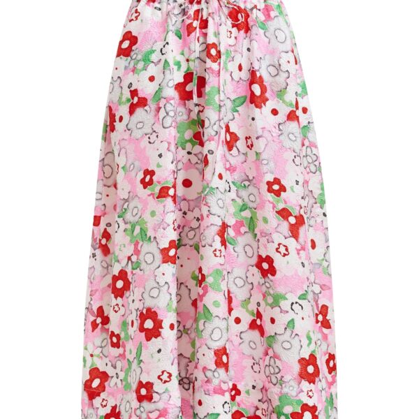 Off-white and multicolor floral-jacquard midi skirt
